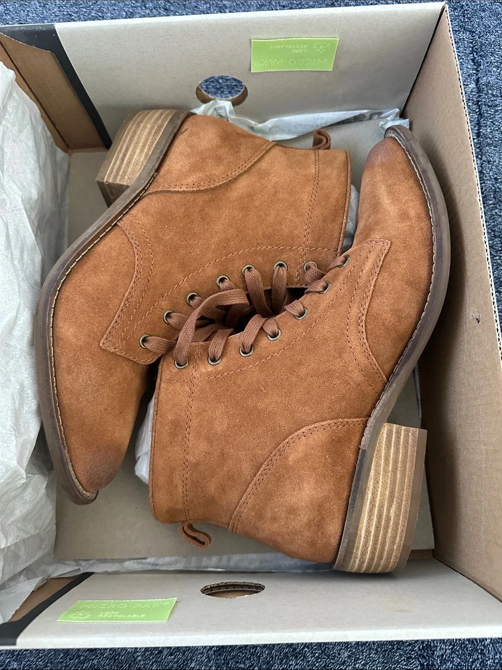 Women’s Suede Lace-Up Ankle Booties in Cognac